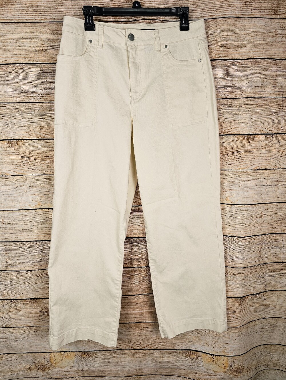 d. jeans Ivory Wide Leg Cargo Stretch Denim Jeans Size 10